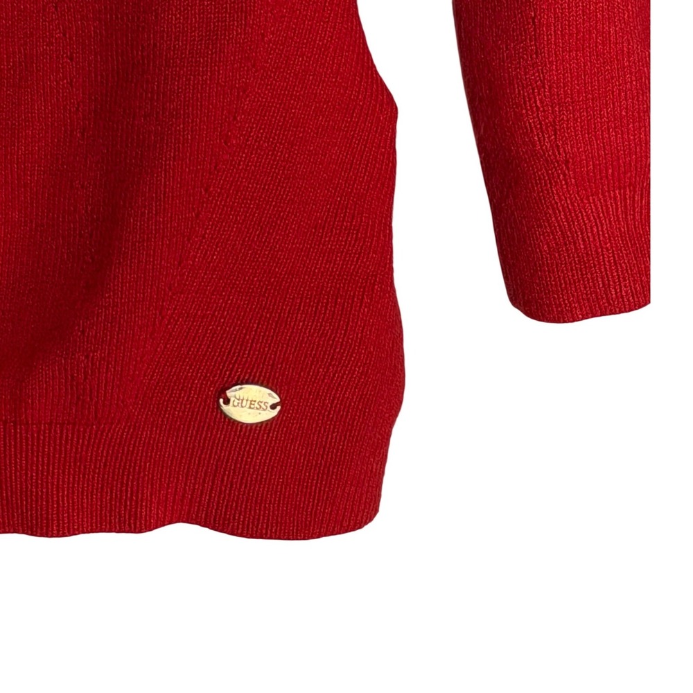 Guess Allison One Shoulder Sweater Womens Large Rhubarb Red Long Sleeve NEW - Picture 4 of 6